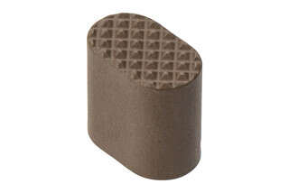 Guntec USA AR-15 Extended Mag Button in FDE features a textured surface and 6061-T6 construction